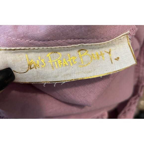 Free People X Jens Pirate Booty Size Medium Moca Midi Dress Pink Ruffled Sleeve - Picture 9 of 10